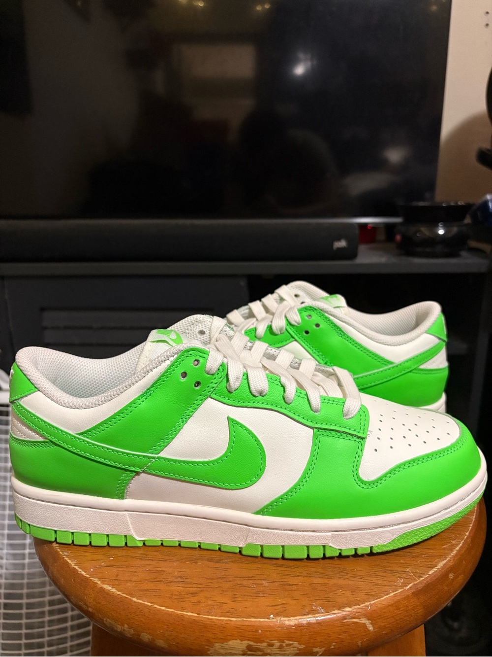 9.5W/8M Nike Dunk Low Sneakers - White & Bright Green